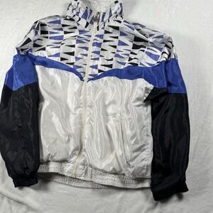 Vintage Wilson Windbreaker Jacket Womens Large M Tennis White Purple‎ Geometric